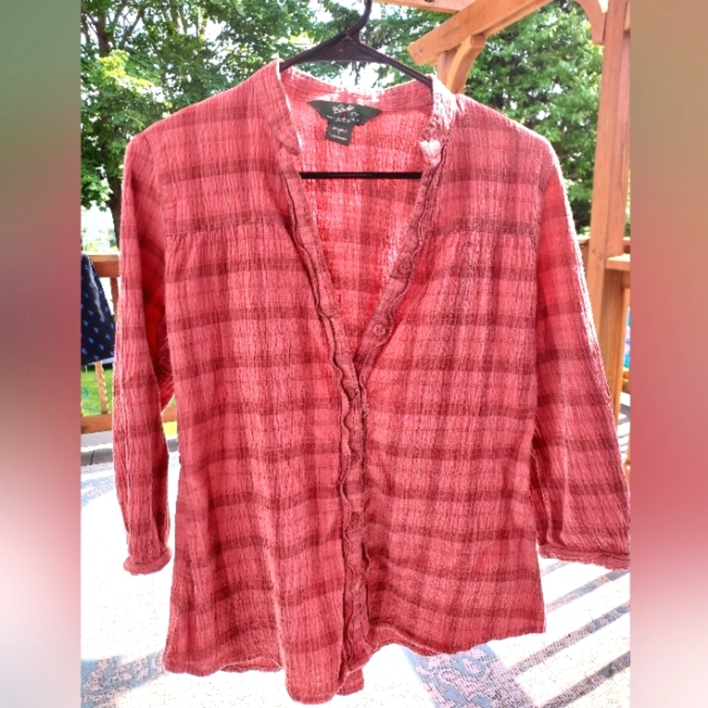 Woolrich Linen Lightweight Button-up Plaid Print